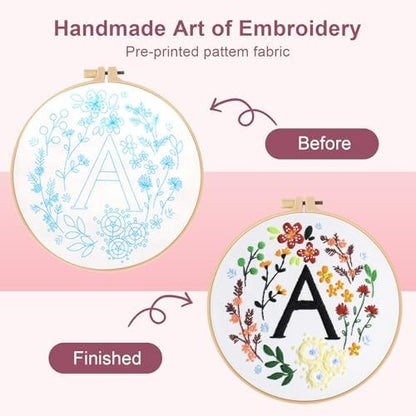 Haootadiy Beginner Embroidery Kit for Adults, Easy Cross Stitch Kit for Beginners and Adults, Full Embroidery Hoop Kit with Needles and Thread Included (Pattern 1) - Image 2