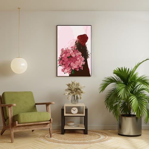 Framed Paint by Numbers Kit for Adults Beginner & Kids Ages 8-12, Girl Flowers Paint by Numbers with frame, without Easel, DIY Acrylic Number Painting for Adults for Home Decor Gift 8 x 12 Inch - Image 3