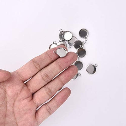 LANBEIDE 50Pcs Bezel Pendant Trays with 50 Clear Glass Cabochon Dome Tiles - Image 2