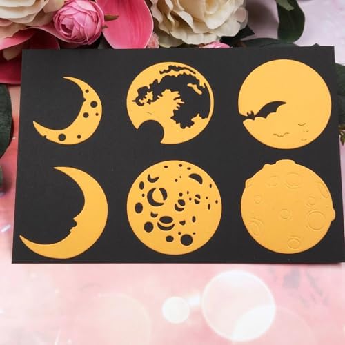 6Pcs/Set Halloween Moon Die Cuts for Card Making, Halloween Cutting Dies for DIY Scrapbooking Photo Album Decorative Embossing Paper Dies for Card Making Templated - Image 4