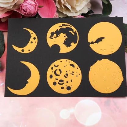 6Pcs/Set Halloween Moon Die Cuts for Card Making, Halloween Cutting Dies for DIY Scrapbooking Photo Album Decorative Embossing Paper Dies for Card Making Templated - Image 4