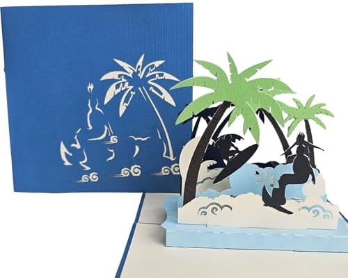 iGifts And Cards Surfing Adventure 3D Pop-Up Card – Big Wave Surprise 6 x 6 - Image 2