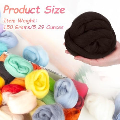 PATIKIL Wool Roving Yarn, 150G/5.3OZ Soft Felting Wool Pure Chunky Roving Yarn Bulk for Needle Felting Knitting Blanket Spinning Weaving DIY Craft, Deep Brown - Image 2