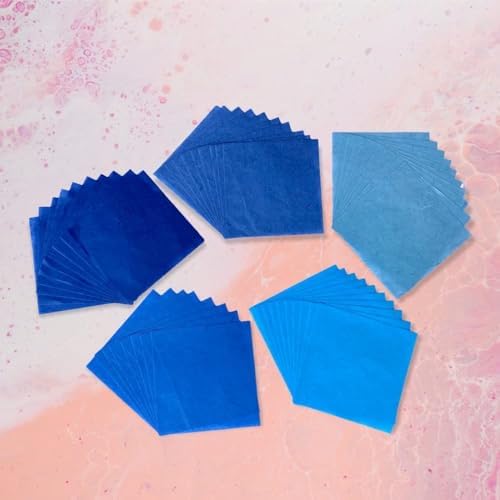 Natural Fiber Mulberry Paper Sheets 6 x 6 Inches, 50 PCS Handmade Craft Paper for Origami, Scrapbooking, Card Making, DIY Decoration, Mixed Media Art (Ocean Blue Tone, 6x6 Inch) - Image 6