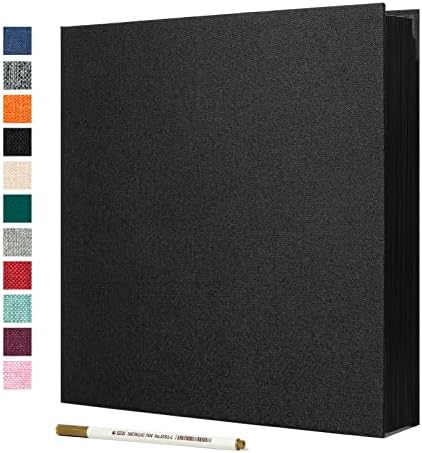 Spbapr Large Photo Album Self Adhesive Linen Cover Magnetic Scrapbook Album DIY Scrap Book 60 Black Sticky Pages for 3x5 4x6 5x7 8x10 Pictures with A Metal Pen by Spbapr