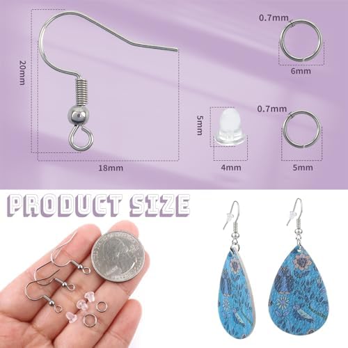 TOAOB 600pcs Stainless Steel Earring Hooks French Ear Wires Fish Hooks - Image 2