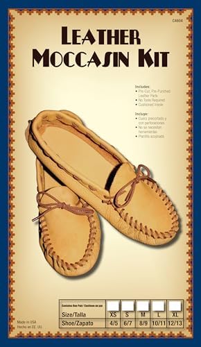 Realeather Adult Moccasin Leathercraft Kit, 12-13, Saddle Tan Brown - Image 6
