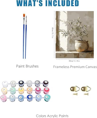 YOLENIX Olive Tree Paint by Numbers Kit for Adults Beginner (Without Frame) - Image 5