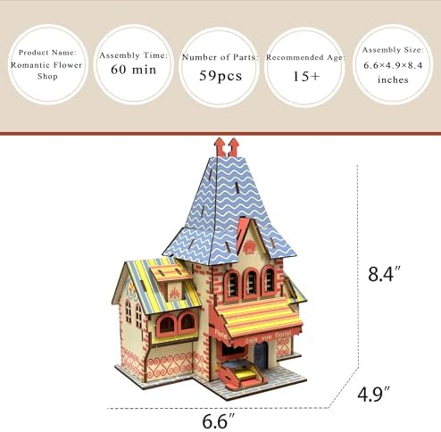 Log Cabin 3D Wooden House Puzzle,DIY Mini Building Model Kit，006 - Image 2