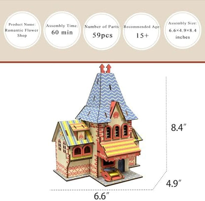 Log Cabin 3D Wooden House Puzzle,DIY Mini Building Model Kit，006 - Image 2