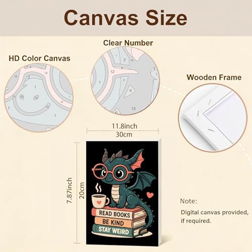 Gemozaic Framed Paint by Numbers Kit for Adults - Black Dragon & Books - Image 2