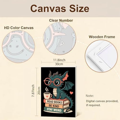 Gemozaic Framed Paint by Numbers Kit for Adults - Black Dragon & Books - Image 2