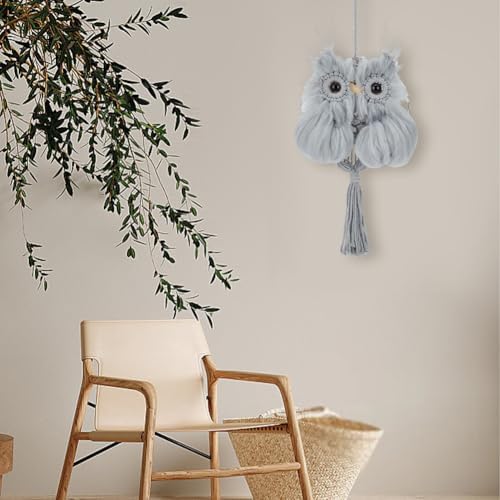 FREEBLOSS DIY Plush Owl Grey Macrame Owl Kit Macrame Wall Hanging Art Macrame Wall Hanging Kit Beginner Macrame Kit with Video Tutorials Macrame Owls Decor for Home - Image 4