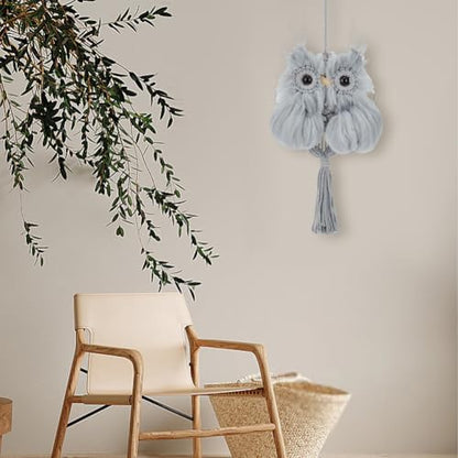 FREEBLOSS DIY Plush Owl Grey Macrame Owl Kit Macrame Wall Hanging Art Macrame Wall Hanging Kit Beginner Macrame Kit with Video Tutorials Macrame Owls Decor for Home - Image 4
