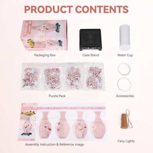 YunSheCSBS 3D Puzzle Vase for Adults with 160 Plastic Pieces, Adult Crafts - Image 5