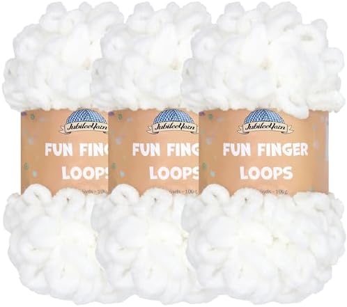 JubileeYarn Fun Finger Loops Yarn - White - 3 Skeins by BambooMN