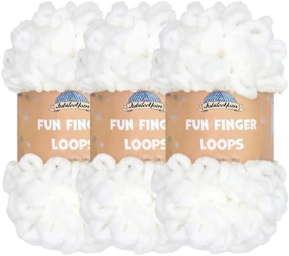 JubileeYarn Fun Finger Loops Yarn - White - 3 Skeins by BambooMN