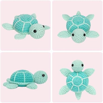 Mewaii Blue Sea Turtle Crochet Kit for Beginners, 40% Extra Yarn - Image 5