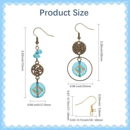 SUNNYCLUE 1 Box DIY 10 Pairs DIY Boho Earring Kit Bohemian Findings Charms Acrylic Alloy Golden Metal Enlaced Vintage Turquoise Antique Tibetan Flowers Link Charms for Jewelry Making Kits Starters - Image 3