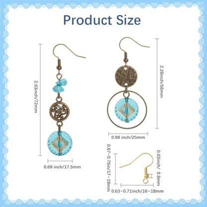SUNNYCLUE 1 Box DIY 10 Pairs DIY Boho Earring Kit Bohemian Findings Charms Acrylic Alloy Golden Metal Enlaced Vintage Turquoise Antique Tibetan Flowers Link Charms for Jewelry Making Kits Starters - Image 3