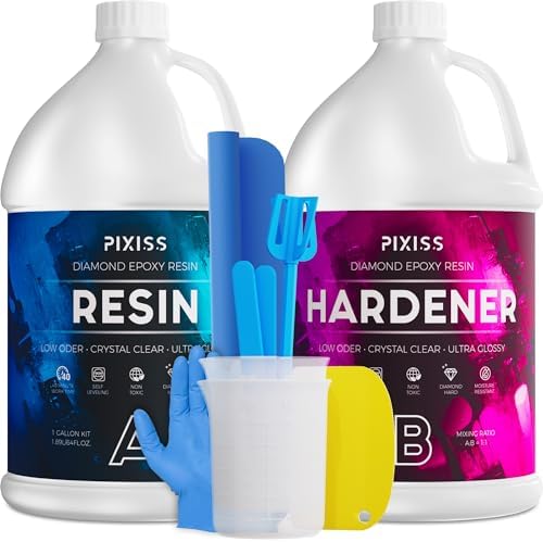 Epoxy Resin Mold Kit 1 Gallon – Pixiss Crystal Clear 1:1 Easy-Mix Epoxy Resin Kit with Art Supplies for Casting, Resin Art & Molds by PIXISS