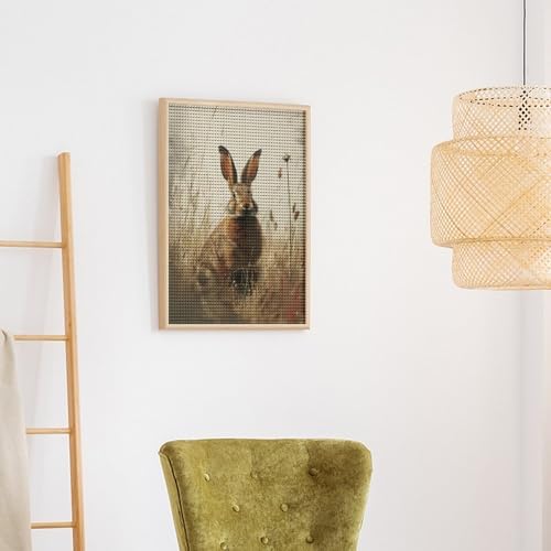 Brown Rabbit Diamond Drawing Art Kit for Adults Nature Easter Bunny Illustration DIY Diamond Art Painting for Beginners Full Drill Round Gem Art Painting for Crafts Home Wall Decor - Image 4