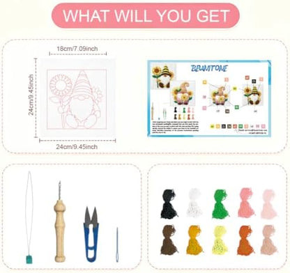 BEUNITONE 2 Pcs Gnome & Sunflowers Punch Needle Kits for Adults Beginner - Image 2