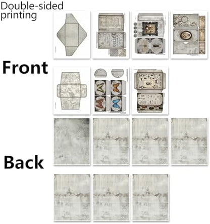 XINPOCUT Stuck in Neutral Folio Junk Journal Kit,Folio Booklet Craft Kit, Junk Journal Kit, Scrapbooking Supplies, Journaling Decor, Mini Folio Writer Folder Project, Arts & Crafts Gifts - Image 4
