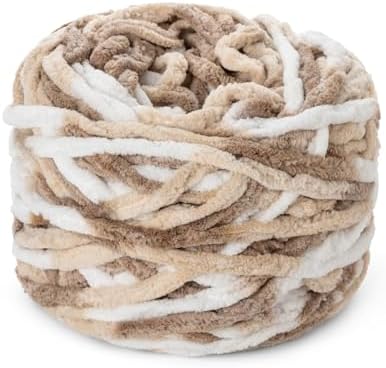 Plush Chenille Chunky Yarn 100g (49.2yd) - Fluffy Velvet Yarn Crochet for Blanket Knitting and Crocheting - Baby Yarns for Crocheting Soft - Amigurumi Yarns (White Coffee) by OMoiut