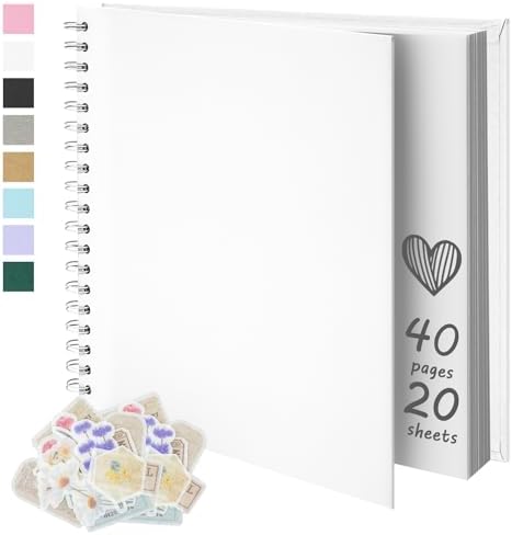 DIY Scrapbook Photo Album,40 Pages,8x8 Inch,White by Remowith
