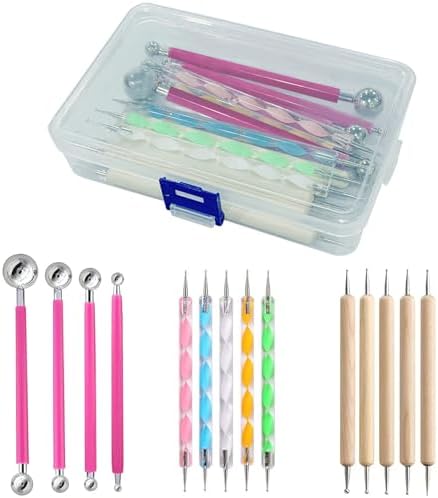 14Pcs Ball Stylus Pottery Tool Set, Pink Embossing Tool, Dual-Ended Multi-Size Clay Sculpting Dotting Tools, Professional Modeling Tools for Pottery, Polymer Clay, Nail Art, Fondant & DIY Crafts by DAIXIANGER