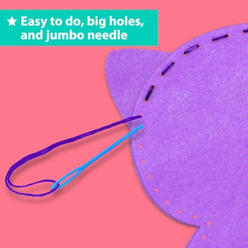 KRAFUN Beginner Sewing Kit, Sew Kitten & Mouse, Pre-Cut Felt, Kids Ages 5+ - Image 4