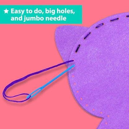 KRAFUN Beginner Sewing Kit, Sew Kitten & Mouse, Pre-Cut Felt, Kids Ages 5+ - Image 4