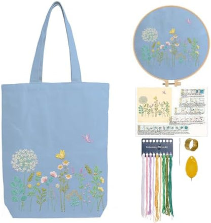 CREAWONDER Canvas Tote Bag Embroidery Kit with Pattern for Beginners, Arts and DIY Embroidery Crafts Kits for Adults, Include Instructions, Embroidery Hoops, Color Threads and Tool by Unknown