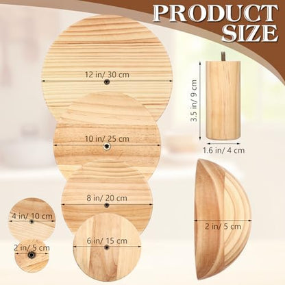DoubleFill 6 Pack Pottery Molds 2'' 4'' 6'' 8'' 10'' 12'' Thickness 2'' Plaster Molds Wood Pottery Tools with Handle for Ceramic Top Forms DIY Bowls Plate Dish Slump Press Art Making (Hemispherical) - Image 2