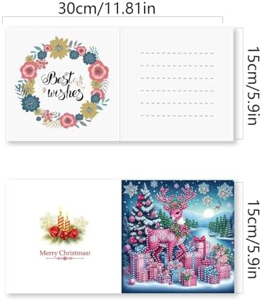 DIY Diamond Greeting Cards Set Christmas, 5D DIY Diamond Art Painting Greeting Card, DIY Christmas Card Making Kits for Family Friends Handmade Gift-#24-Deer - Image 5