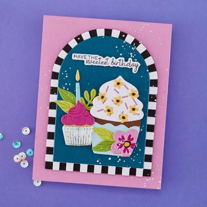 Spellbinders Just Add Cake Birthday Card Making Kit, with Stamps, Dies, Embossing Folder, Splatter Effects, Sequins, Rub-ons, Colorful Cardstock, More - Image 2
