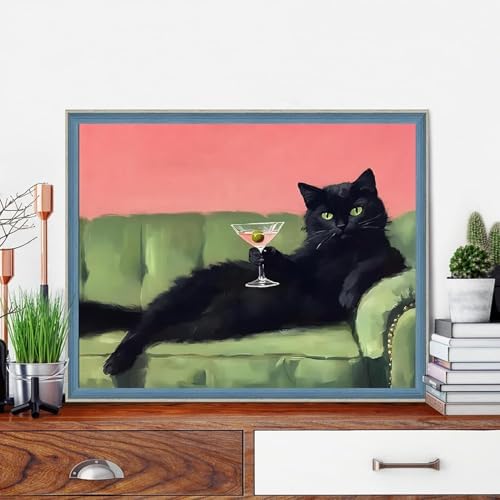 Cat Paint by Numbers Kit for Adults,Retro Paint by Number With Frame - Image 2