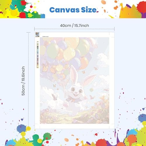 Bunny's Big Balloon Paint by Numbers Kits for Adults, Paint by Number Beginner, Happy Easter Bunny, Canvas Painting by Numbers for Adults, Easy DIY Oil Painting Kits for Gifts Home Decor 16x20 Inch - Image 3