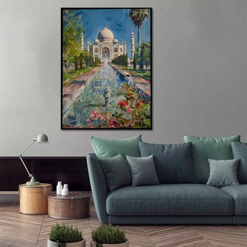 Paint by Numbers Kit for Adults Beginner, Landscape Paint by Numbers Castle, DIY Easy Acrylic Watercolor Oil Painting Kit with Brushes, Arts and Crafts for Adult for Home Wall Decor 40x54 in A-47 - Image 2