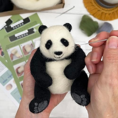 Bergin & Bath Needle Felting Kit, Panda. Make a Life-Like Panda with This Planet Friendly Craft kit for Adults and Teens. - Image 4