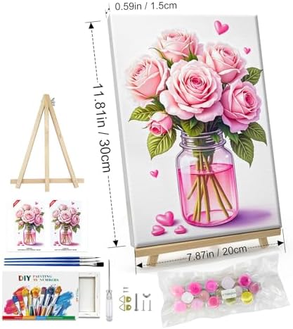 ATDMS Paint by Numbers Kit for Adults with Frame Flowers Paint by Number with Easel Floral Adult Paint by Number Kits Framed Canvas DIY Acrylic Oil Painting Kits for Home Wall Decor 8x12 Inch - Image 4