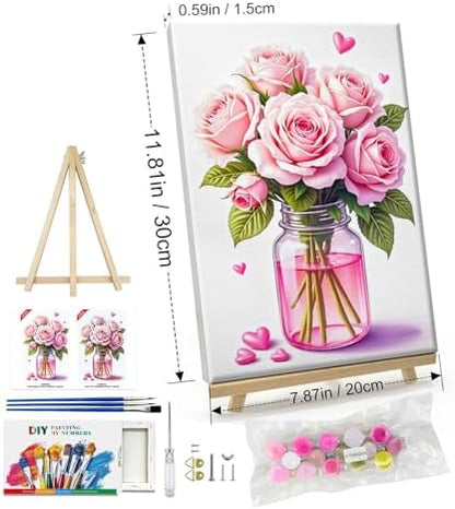 ATDMS Paint by Numbers Kit for Adults with Frame Flowers Paint by Number with Easel Floral Adult Paint by Number Kits Framed Canvas DIY Acrylic Oil Painting Kits for Home Wall Decor 8x12 Inch - Image 4