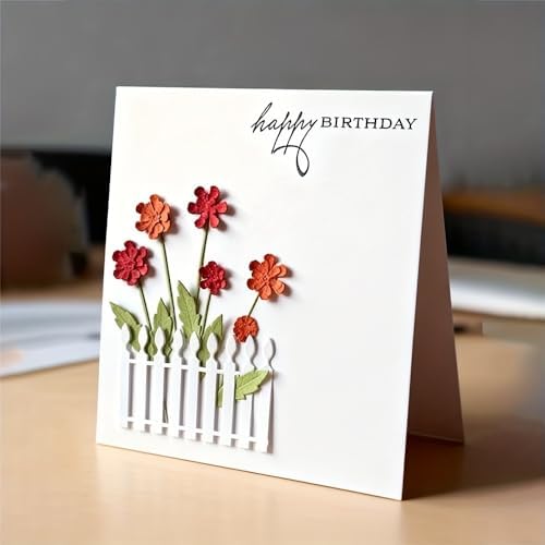 Lapoo Flowers Cutting Die for Scrapbooking - Durable Metal Cutting Die for DIY Scrapbook Photo Album Decorative Paper Card, Metal Card Making Supplies (Flowers in The Fence 3 x 2.1 in) by LAPOO