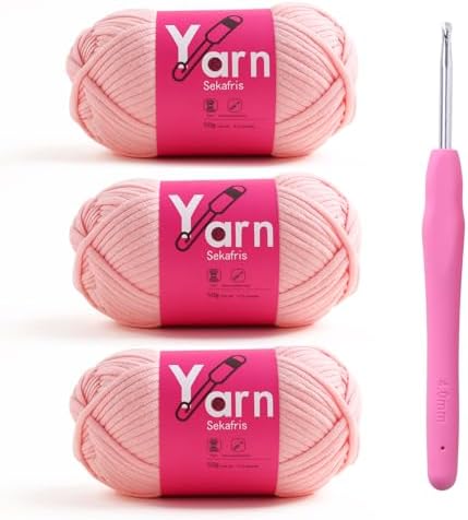Beginner Yarn for Crocheting Cotton Crochet Yarn #4 Hot Pink by Sekafris