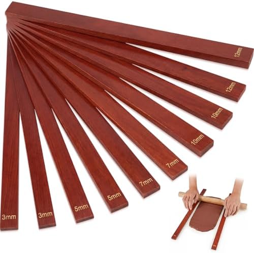 Sasylvia 10 Pcs Clay Pottery Rolling Pin Guides,5 Size,Reddish Brown by Sasylvia