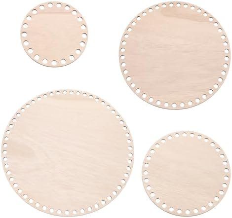 PATIKIL 4"/6"/8"/10" Diameter Crochet Basket Bottom, 4 Pcs Round Blank Crochet Knitting Wooden Base for DIY Craft Weaving Basket Making Supplies Home Decoration, Brown by PATIKIL