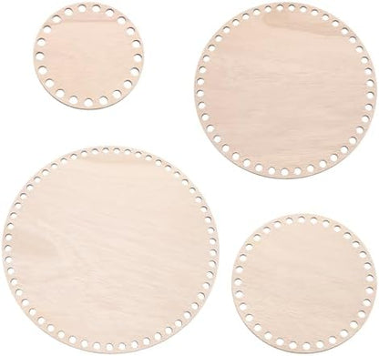 PATIKIL 4"/6"/8"/10" Diameter Crochet Basket Bottom, 4 Pcs Round Blank Crochet Knitting Wooden Base for DIY Craft Weaving Basket Making Supplies Home Decoration, Brown by PATIKIL