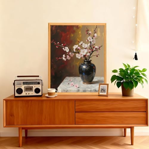 AIRDEA Flowers Paint by Numbers for Adults,Cherry Blossoms Painting by Number Kits on Canvas,Frameless,16x20in DIY Acrylic Painting for Beginner,Home Wall Decor,Vase on Table - Image 2