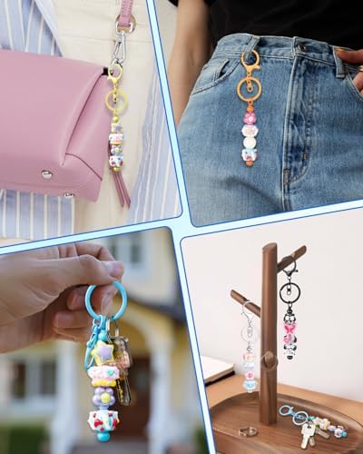 RQAYE 30pcs Beadable Keychains Keychain Bulk kit Cute Blank Bead Keychain Strip DIY Men's and Women's Making Supplies Crafts, Jewelry, Bag Accessories, Customized Project Gifts (Multicolor) - Image 7